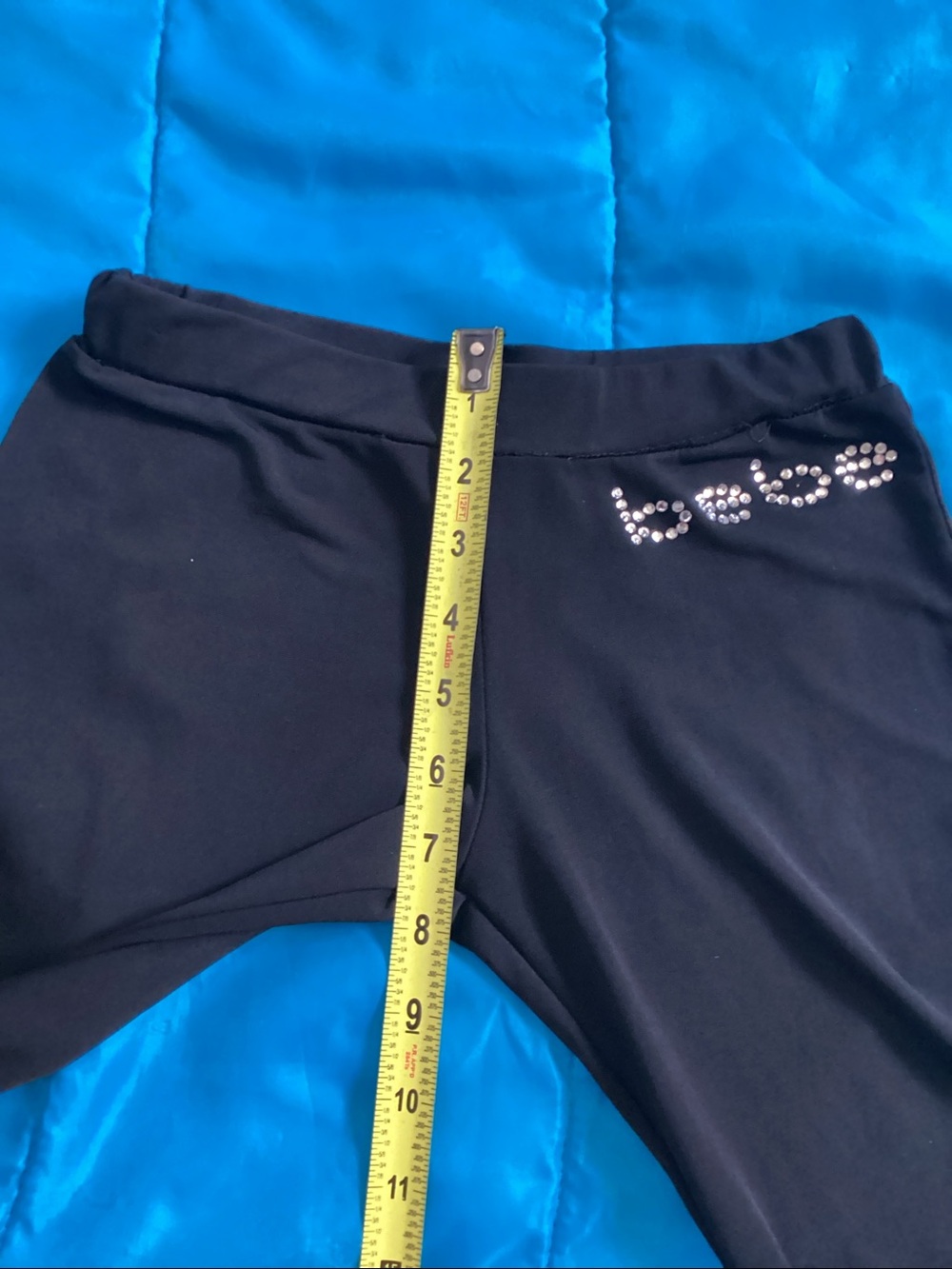 bebe Black Leggings with Rhinestone Logo - Picture 7 of 7